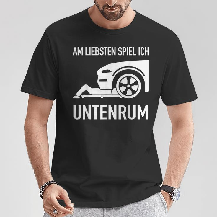 With Mechanic Screwdriver Am Liebsten Spielen Ich Untenrum T-Shirt Lustige Geschenke