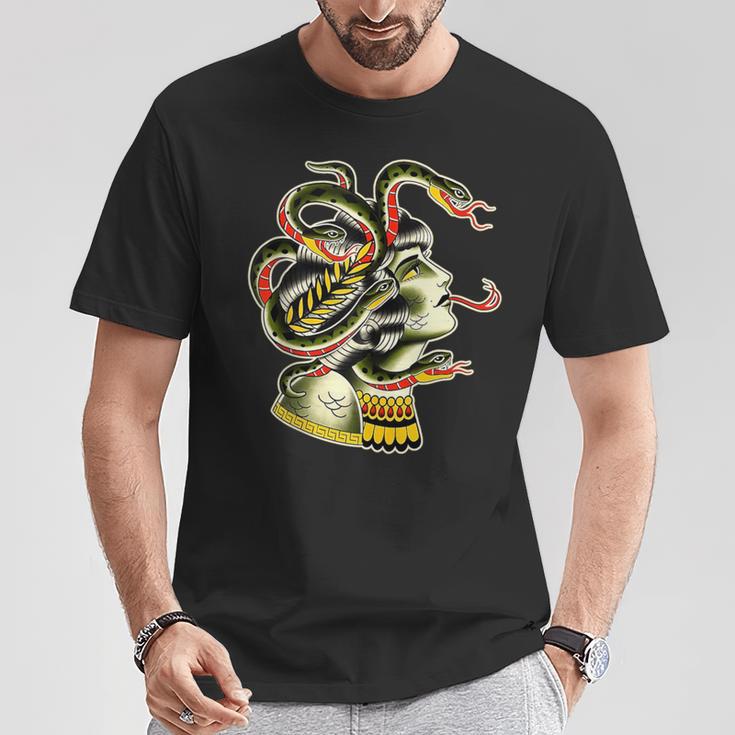 Medusa Greek Mythology Traditional Flash T-Shirt Unique Gifts