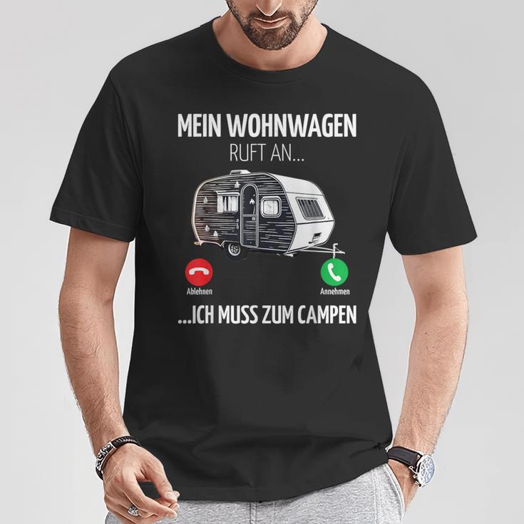 Mein Wohnwagen Ruft An Muss Zum Camping Camper T-Shirt Lustige Geschenke