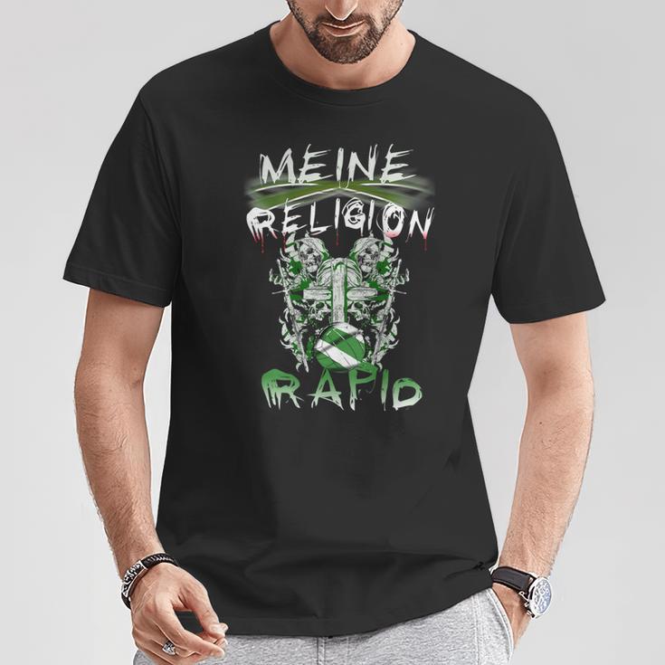 Meine Religion Rapid Fußballfan-T-Shirt, Schwarz, Fanbekleidung Lustige Geschenke