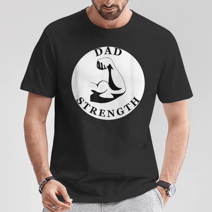 Men's Dad Strength Biceps Black And White T-Shirt Unique Gifts