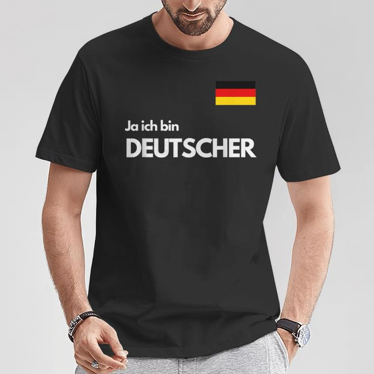 Men's With Ja Ich Bin Deutscher German Black S T-Shirt Lustige Geschenke
