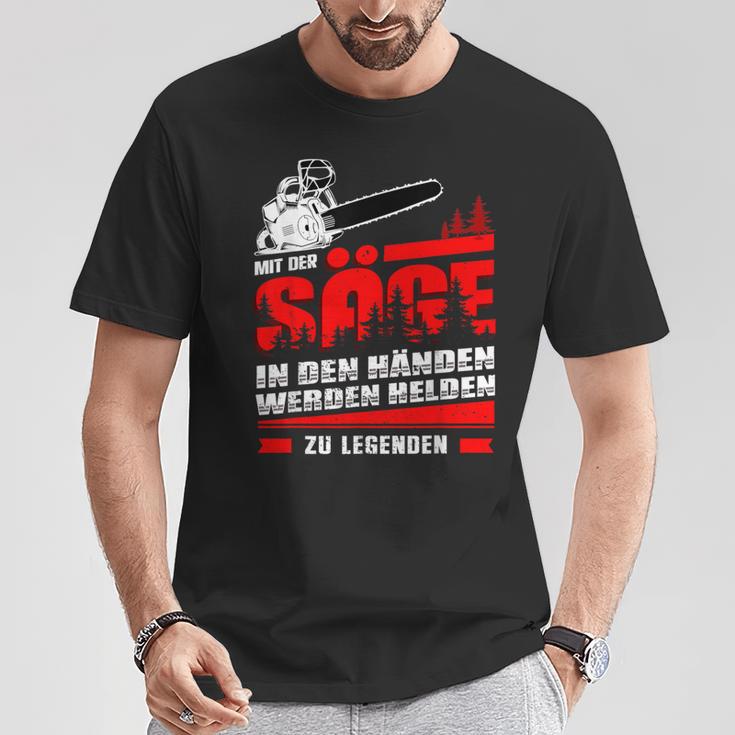 Men's Mit Der Säge In Den Hände Werden Helden Zu Legend T-Shirt Lustige Geschenke