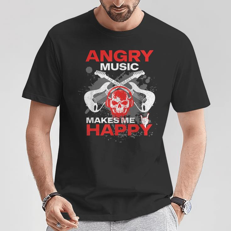Metalhead Heavy Metal Angry Music Makes Me Happy Metal Fan T-Shirt Unique Gifts