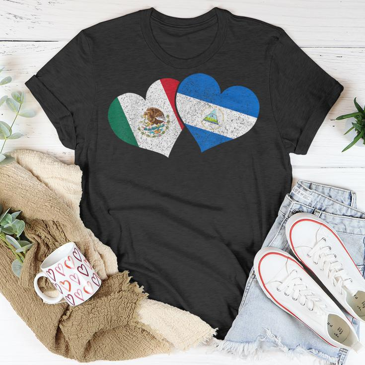 Mexico Nicaragua Hearts Mexican Nicaraguan Flag Pride Nica T-Shirt Unique Gifts