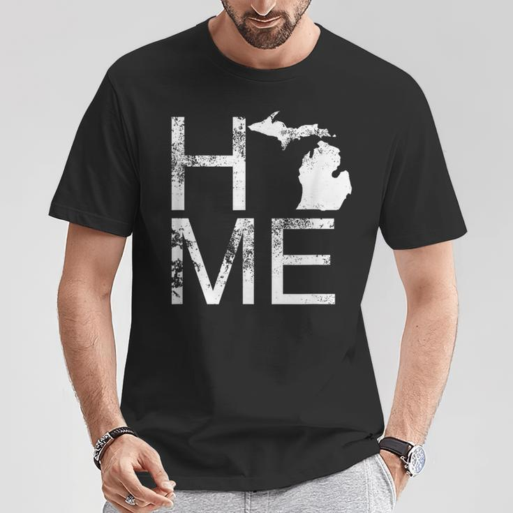 Michigan Home Mi State Love Pride Map Distressed T-Shirt Unique Gifts