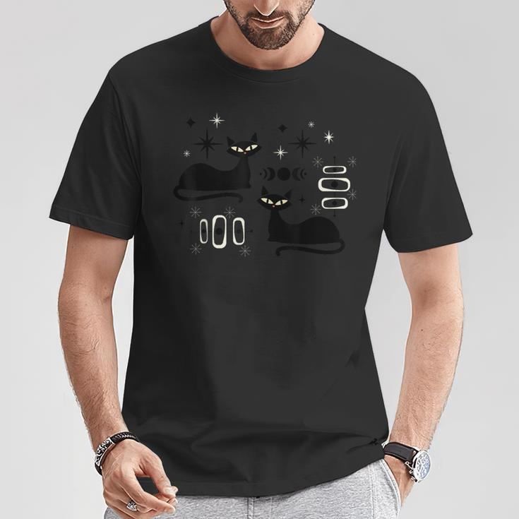 Midcentury Mid Century Cat Retro Atomic Age Space Modern T-Shirt Funny Gifts