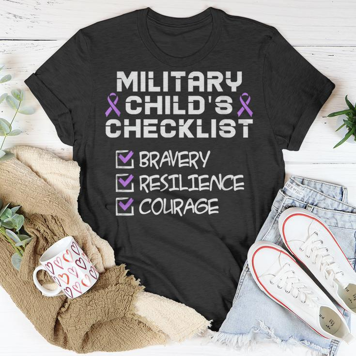 Military Child Month Purple Childs Checklist T-Shirt Unique Gifts