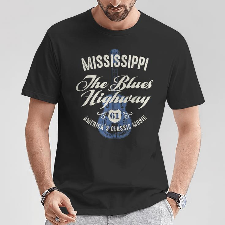 Mississippi The Blues Highway 61 Music Usa Guitar Vintage T-Shirt Unique Gifts
