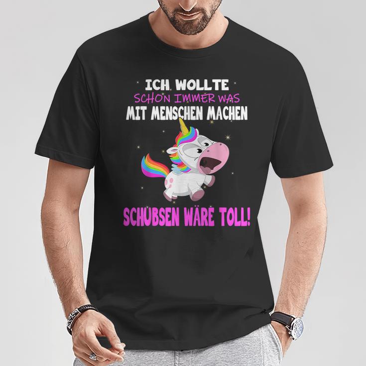 Was Mit Menschen Machen Unicorn Saying T-Shirt Lustige Geschenke