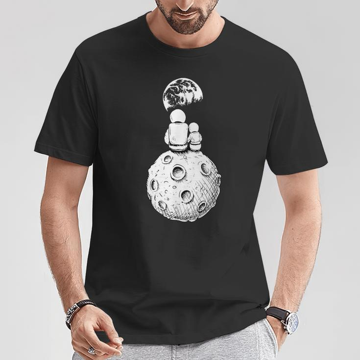Moon And Astronaut Dad And Baby Space Matching Dad And Baby T-Shirt Unique Gifts