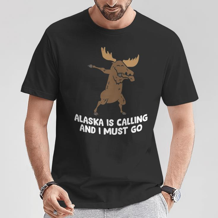 Moose Alaska Is Calling And I Must Go Alaska Moose T-Shirt Unique Gifts