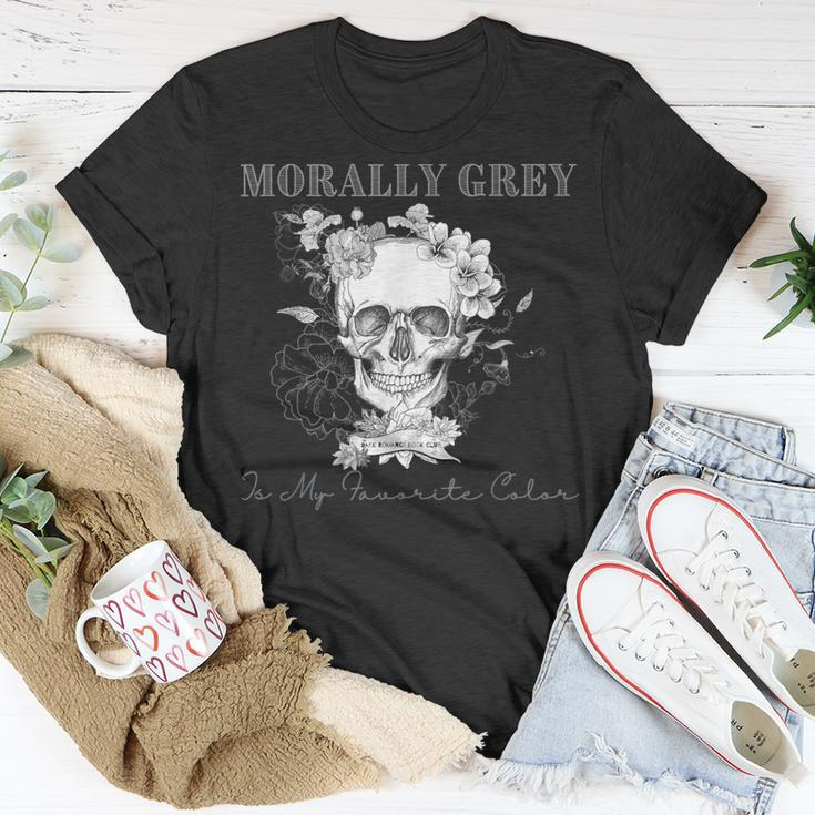 Morally Grey Is My Favorite Color Skeleton Books Lover T-Shirt Unique Gifts