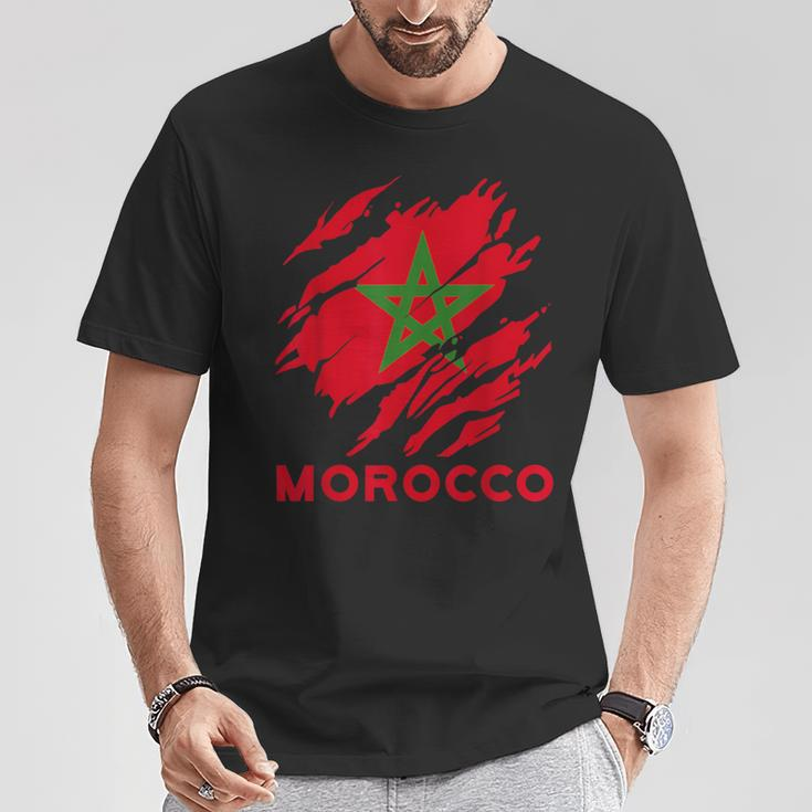 Morocco Flag Vintage Style Retro Morocco Football Mor T-Shirt Lustige Geschenke