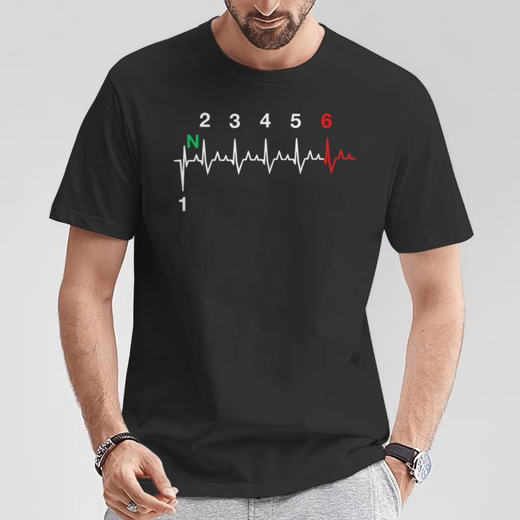 Motorrad mit EKG-Herzschlag T-Shirt, Verstehst Das Nicht 1N23456 Design Lustige Geschenke