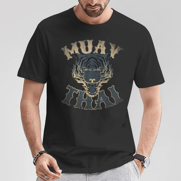 Muay Thai Kämpfer Design Herren T-Shirt in Schwarz, Kampfsport Tee Lustige Geschenke