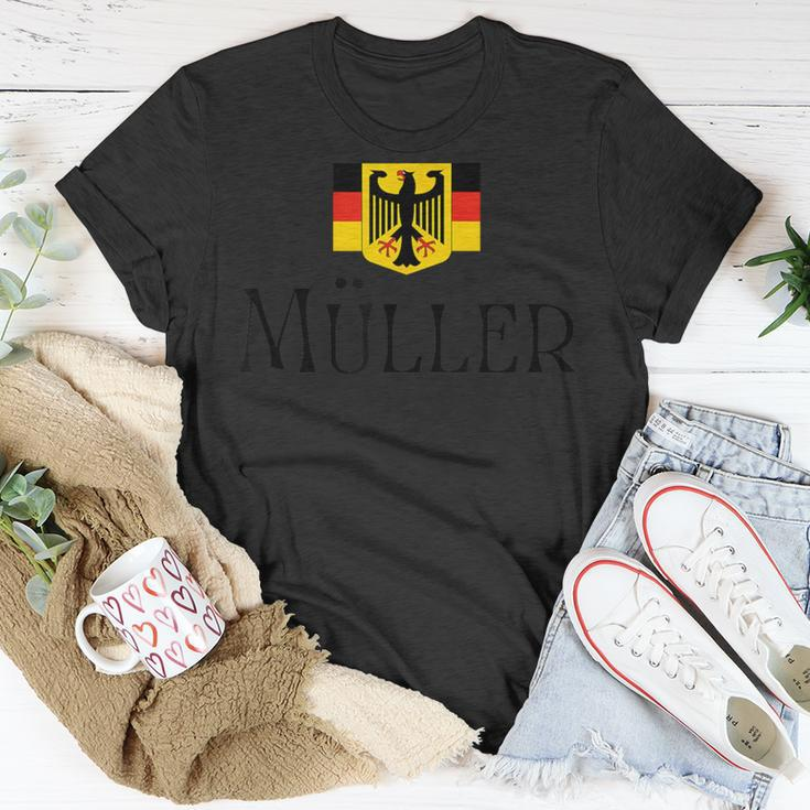 Müller Surname German Family Name Heraldic Eagle Flag T-Shirt Funny Gifts
