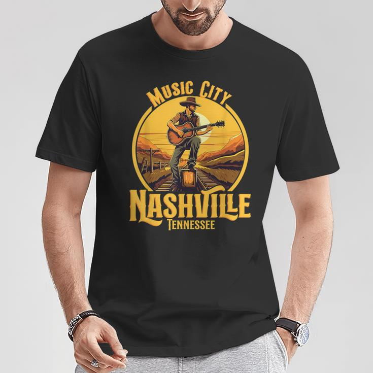 Music City Nashville Tennessee Vintage Guitar Country Music T-Shirt Unique Gifts