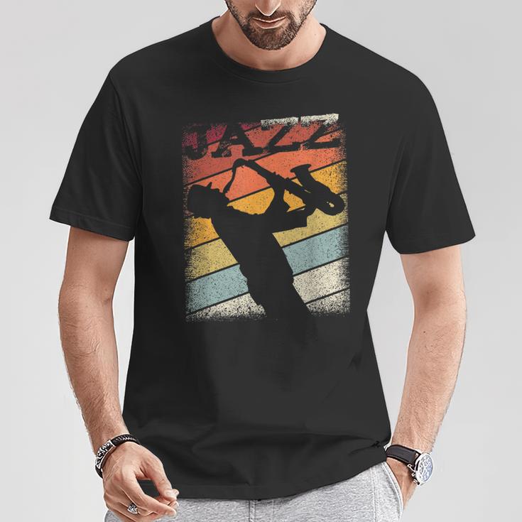 Music Retro Blues Man Plays Saxophone Jazz T-Shirt Unique Gifts