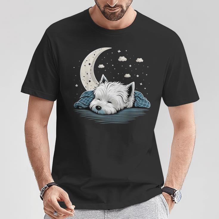 Napping Westie Pyjamas West Highland Terrier Sleeping T-Shirt Lustige Geschenke