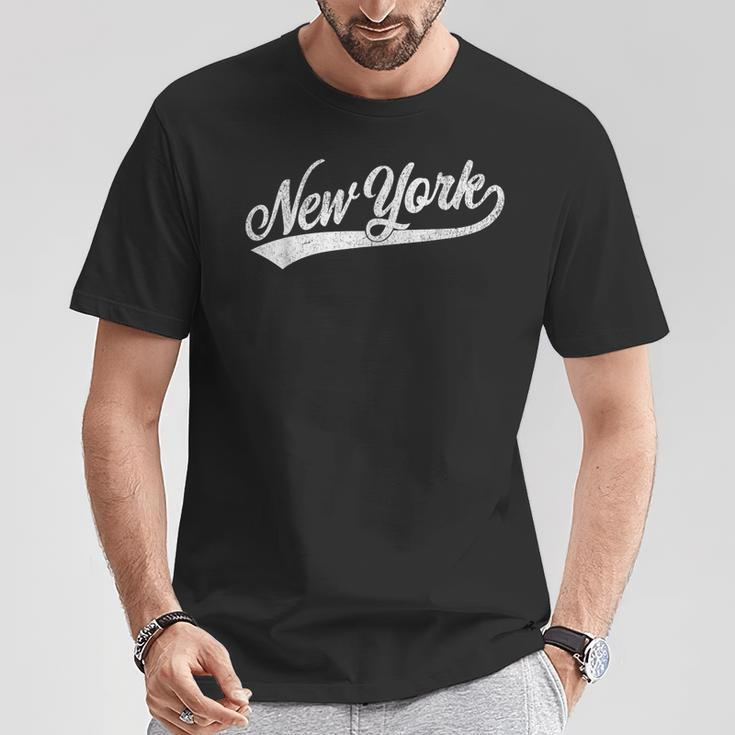 New York City Baseball Script T-Shirt Unique Gifts