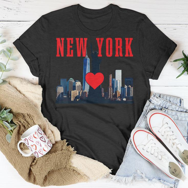 New York City Nyc Ny Skyline Statue Of Liberty Heart T-Shirt Unique Gifts