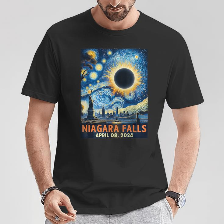 Niagara Falls New York Total Solar Eclipse 2024 Starry Night T-Shirt Unique Gifts