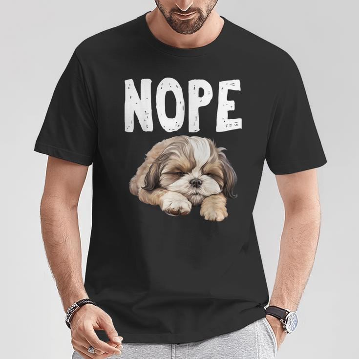 Nope Lazy Dog Shih Tzu T-Shirt Funny Gifts