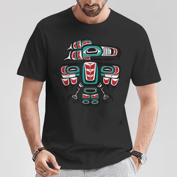 Northwest Pacific Haida Tlingit Native Raven Totem T-Shirt - Thegiftio