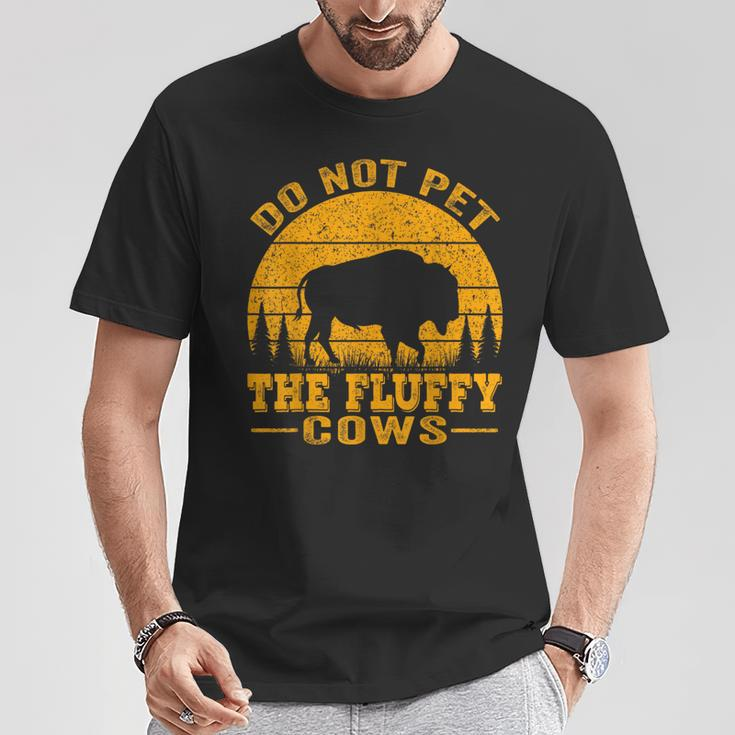 Do Not Pet The Fluffy Cows Bison Retro Vintage T-Shirt Personalized Gifts