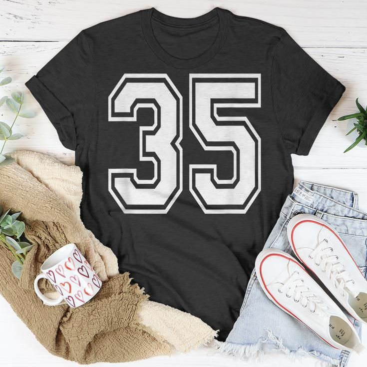 Number 35 Birthday Varsity Sports Team Jersey T-Shirt Unique Gifts