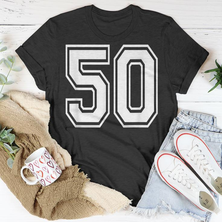 Number 50 Birthday Varsity Sports Team Jersey T-Shirt Unique Gifts