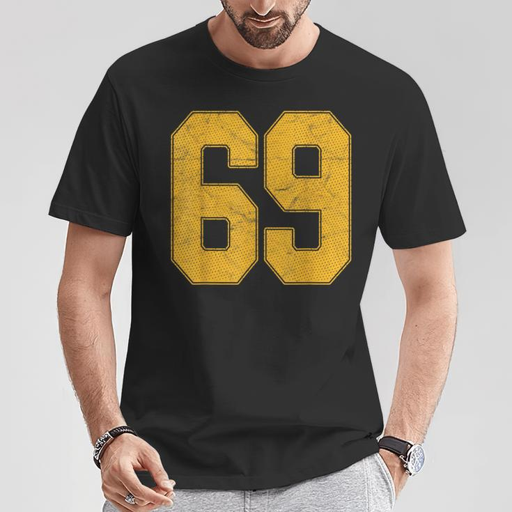 Number 69 Numbered Uniform Sports Team Jersey 69Th Birthday T-Shirt Unique Gifts