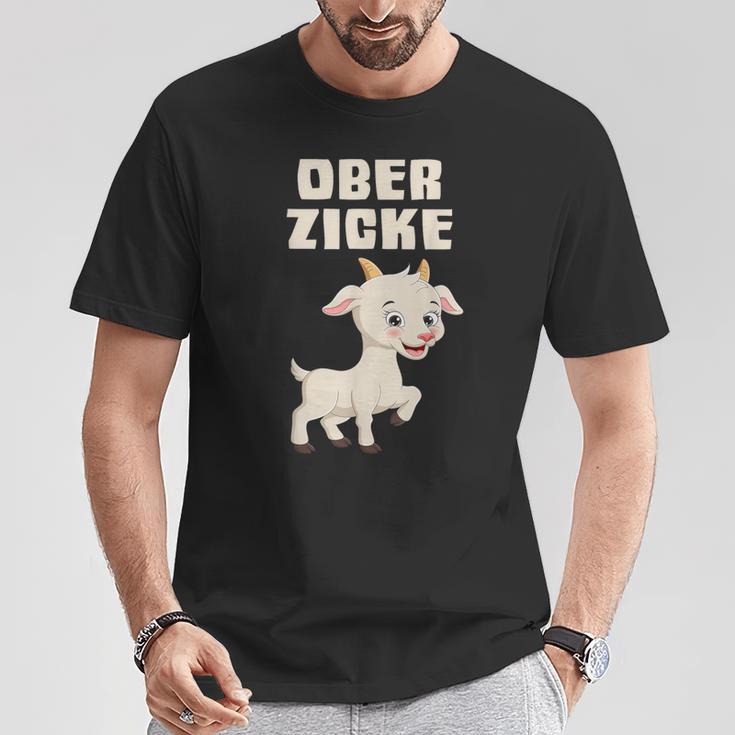 Ober Zicke T-Shirt lustig, Ziegenmotiv Shirt für Damen Lustige Geschenke