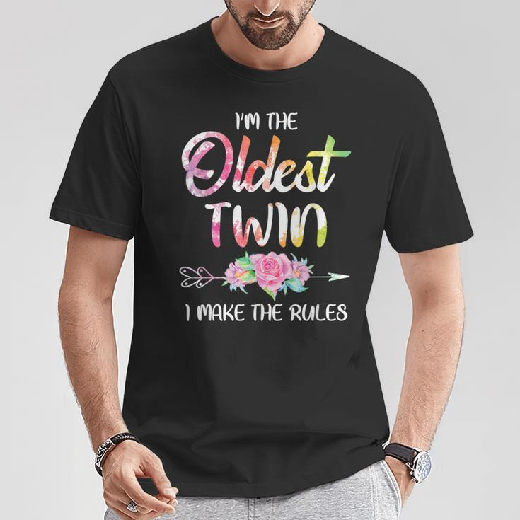 Oldest Twin Sibling Birthday Twins Matching T-Shirt Unique Gifts