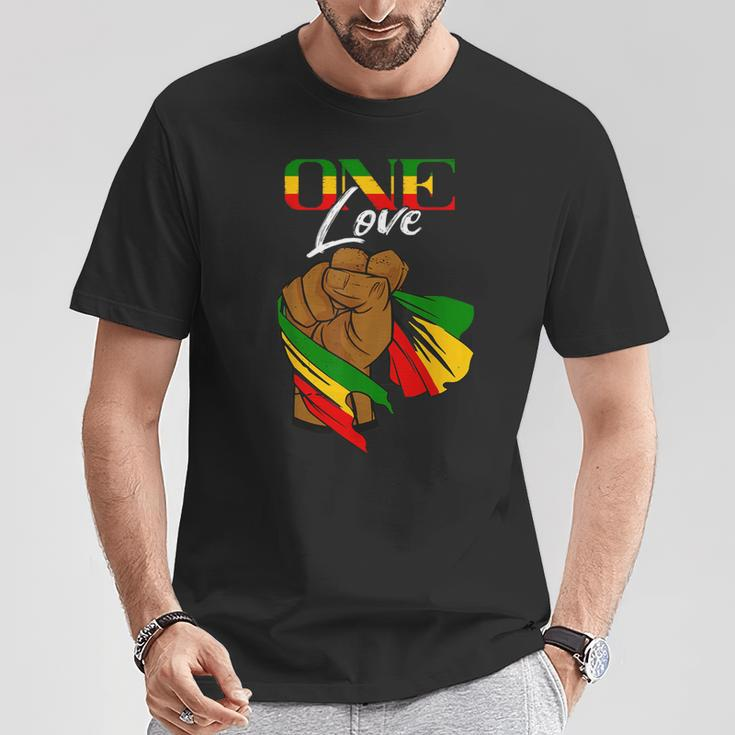 One Love Handfist Jamaica Reggae Music Lover Rasta Reggae T-Shirt Funny Gifts