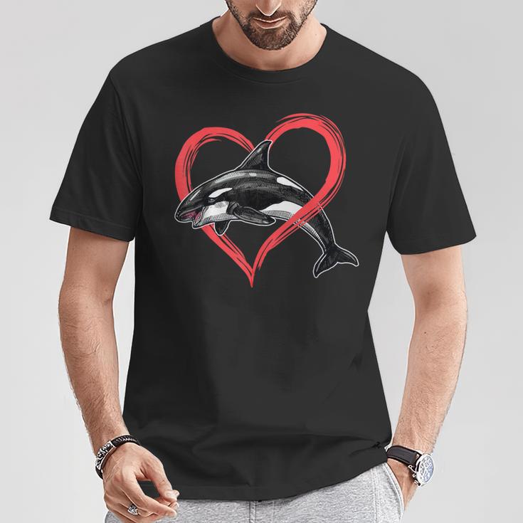 Orcas Killer Whale Symbol Love Heart Valentines Day T-Shirt Unique Gifts