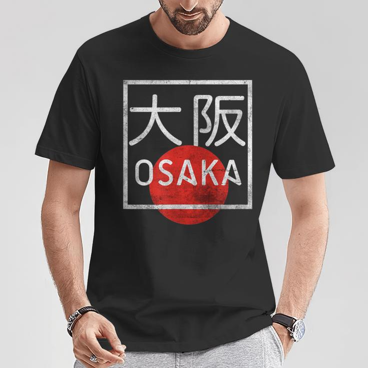 Osaka Japan In Japanese Kanji Font T-Shirt Lustige Geschenke