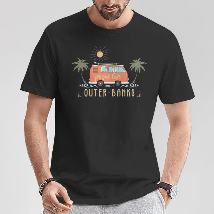 Outer Banks Dreaming Surfer Van Pogue Life Beach Palm Trees T-Shirt Unique Gifts