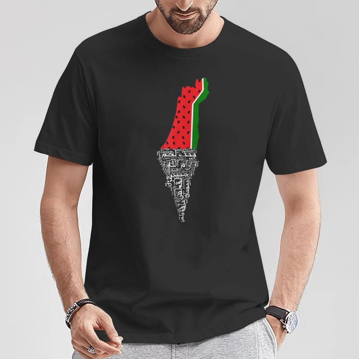 Palestine Map Watermelon T-Shirt Lustige Geschenke