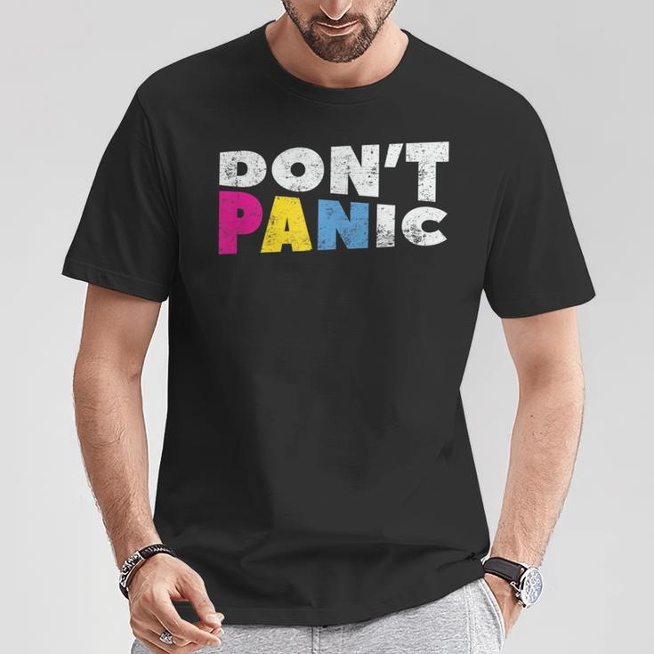 Pan Pride Lgbtq Dont Panic Pansexual Subtle Pride Flag T-Shirt Unique Gifts