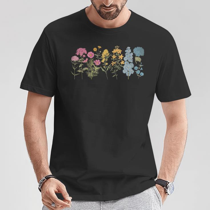 Pansexual Subtle Wildflowers Pan Pride Lgbt Month Pan Flower T-Shirt Unique Gifts