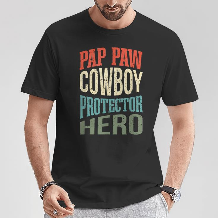 Pap Paw Cowboy Protector Hero Grandpa Profession T-Shirt Unique Gifts