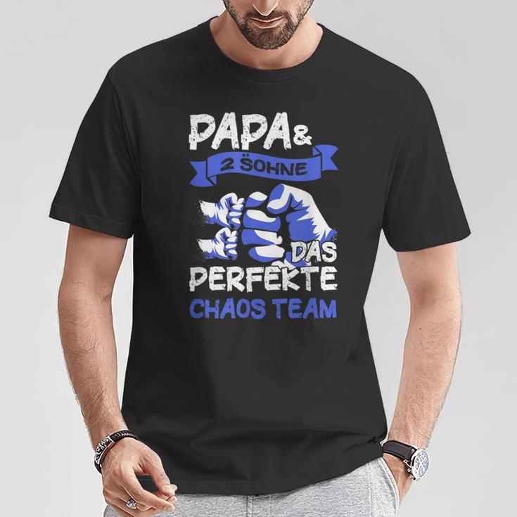 Papa 2 Söhne Perfekte Chaos Team Father's Day T-Shirt Lustige Geschenke