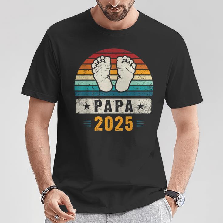 Papa 2025 Schwangerschafterkünden Werdender Papa T-Shirt Lustige Geschenke