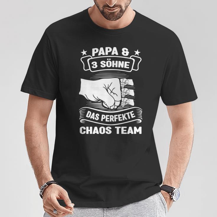 Papa & 3 Söhne Chaos Team Papa 3 Söhne T-Shirt Lustige Geschenke