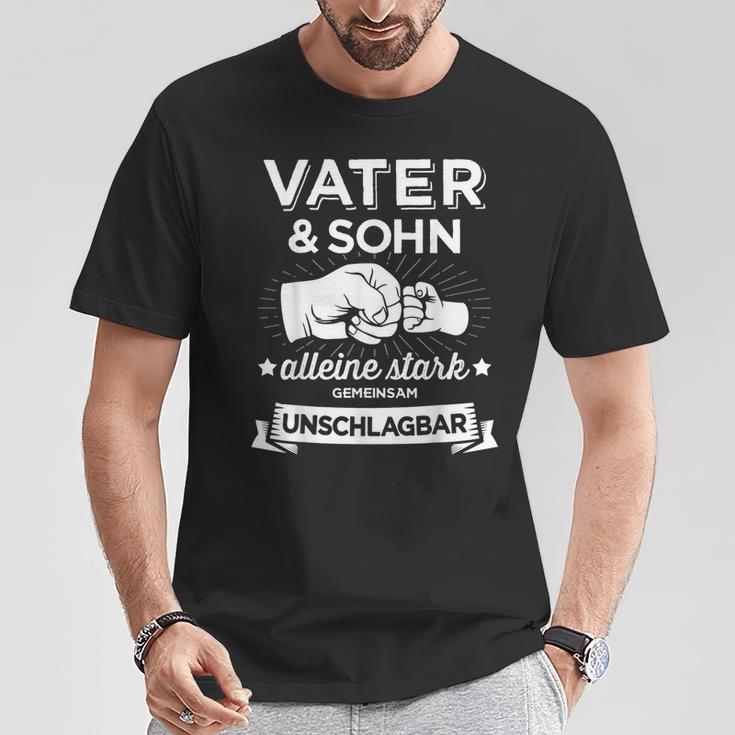 Papa & Sohn Stark Unschlagbar Fürateratertag Birthday T-Shirt Lustige Geschenke