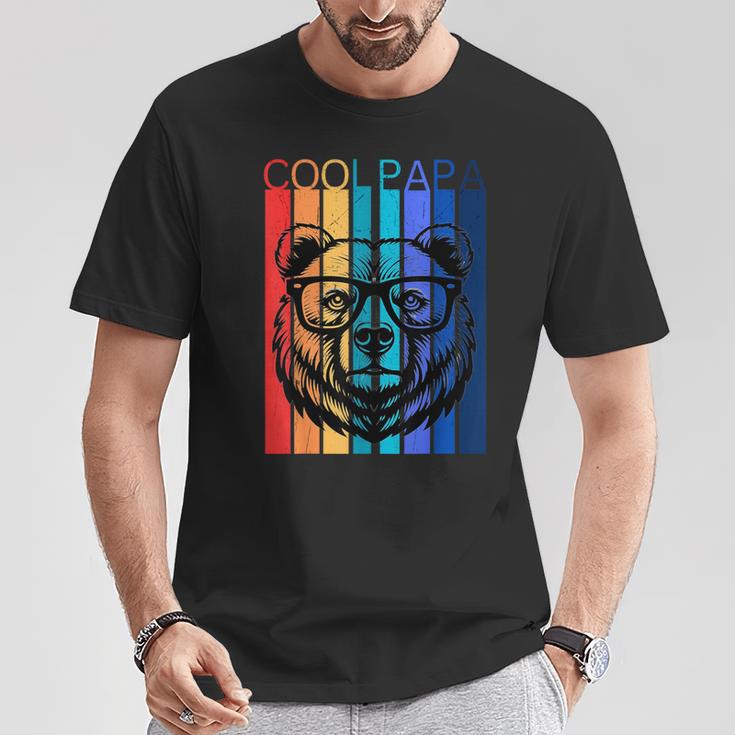 Papa Papa Bär Ehemannater Familieatertag Regenbogen T-Shirt Lustige Geschenke