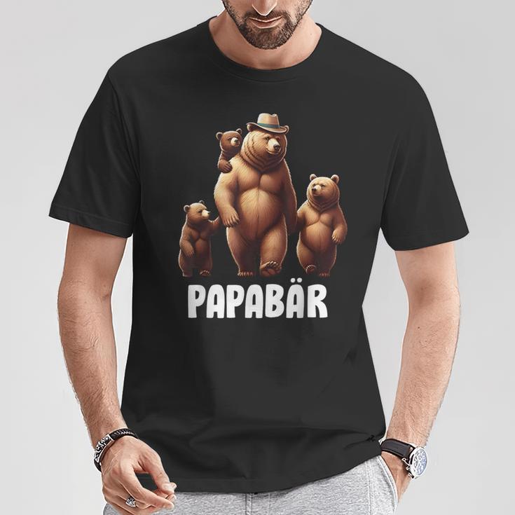 Papa Bärater 3 Kinder Familien Papaatertag T-Shirt Lustige Geschenke