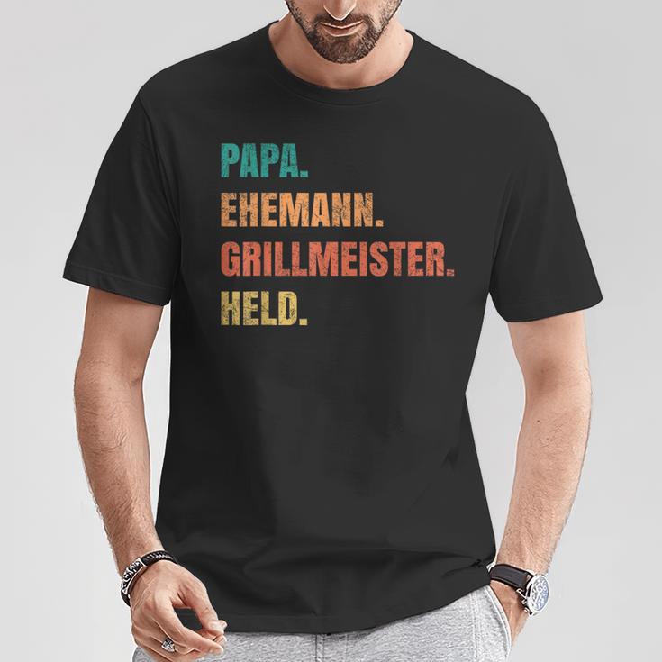 Papa Grillmeister Husband Hero T-Shirt Lustige Geschenke